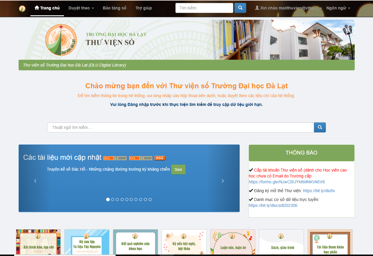 Giới thiệu Tài liệu số của Thư viện - Trường Đại học Đà Lạt